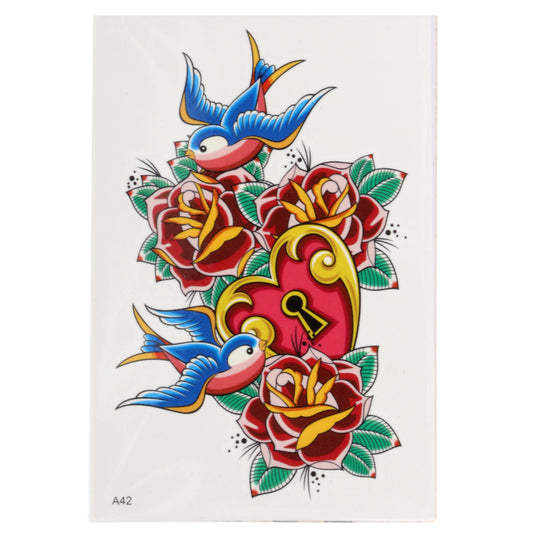 TATA42 - Temporary Tattoos-Swallows-And Roses