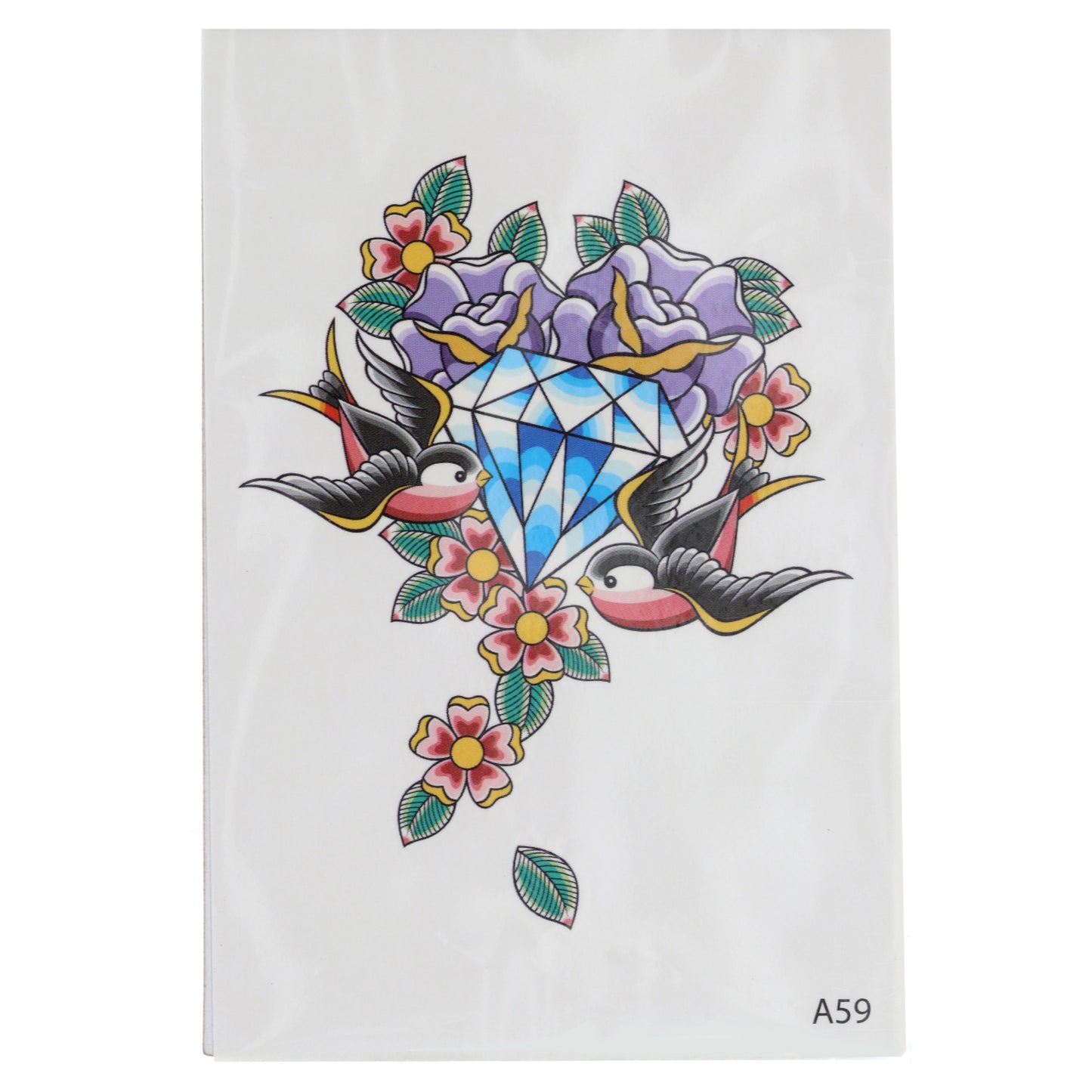 TATA59 - Temporary Tattoos-Swallows-And Diamonds