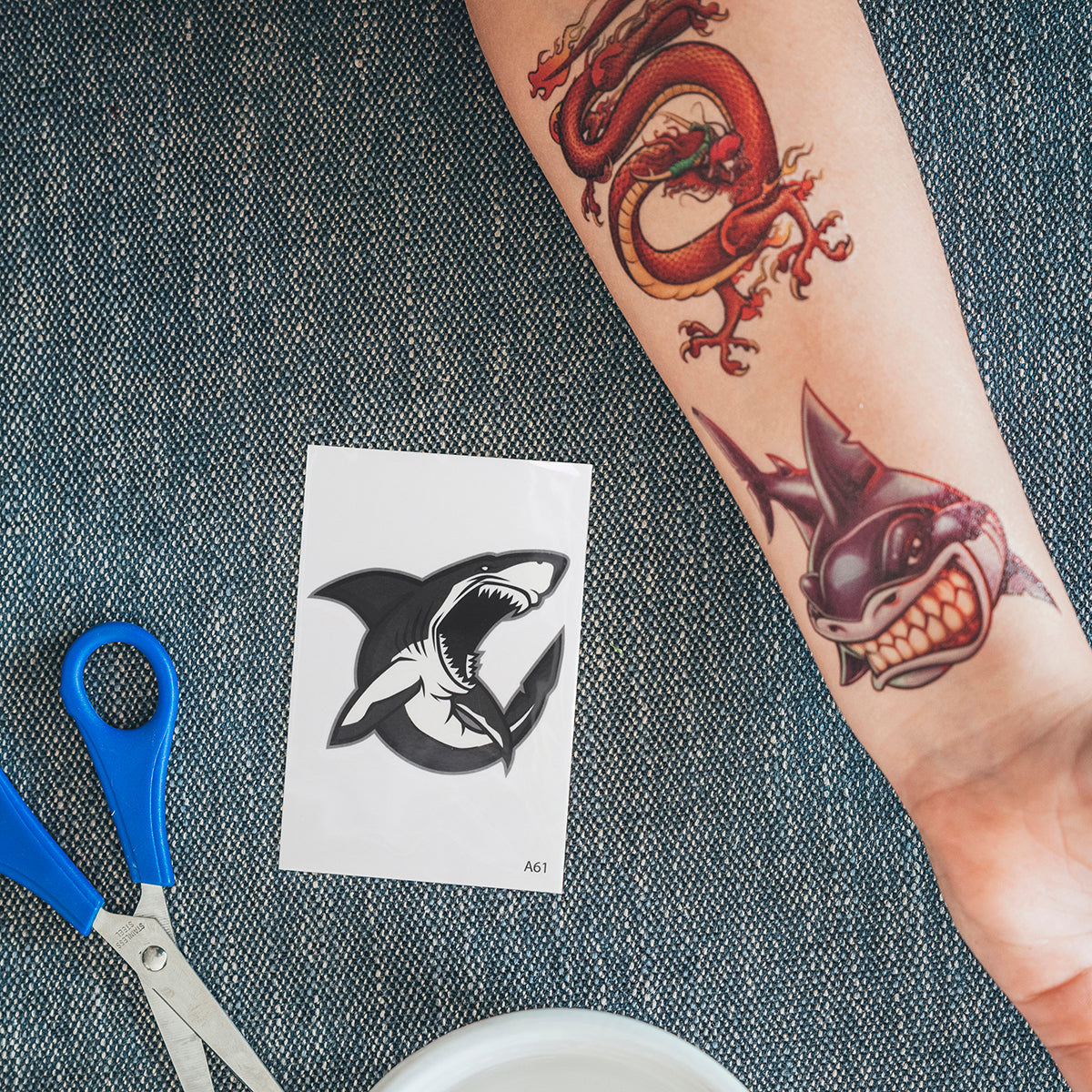 TATA61 - Temporary Tattoos-Scary Shark
