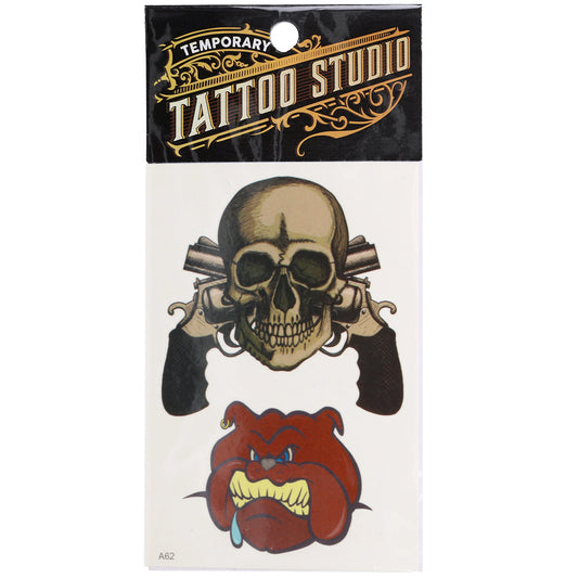 TATA62 - Temporary Tattoos-Skull And Bulldog