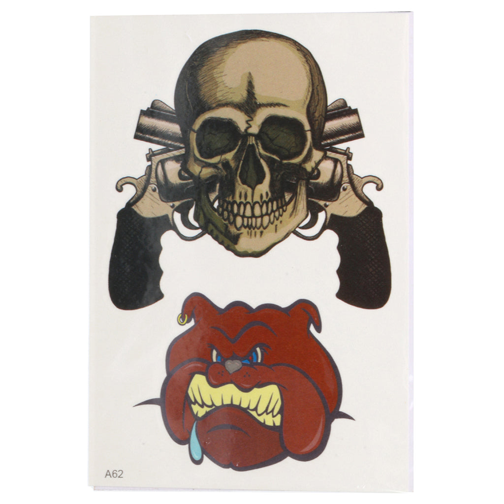 TATA62 - Temporary Tattoos-Skull And Bulldog