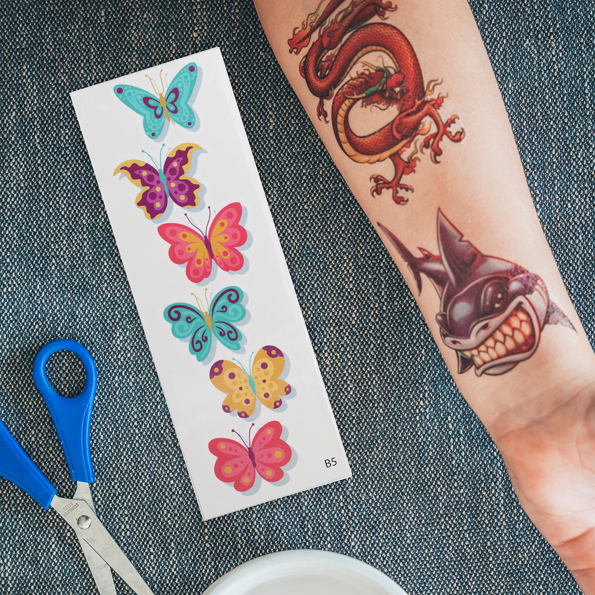TATB5 - Temporary Tattoos-Colourful Butterflies