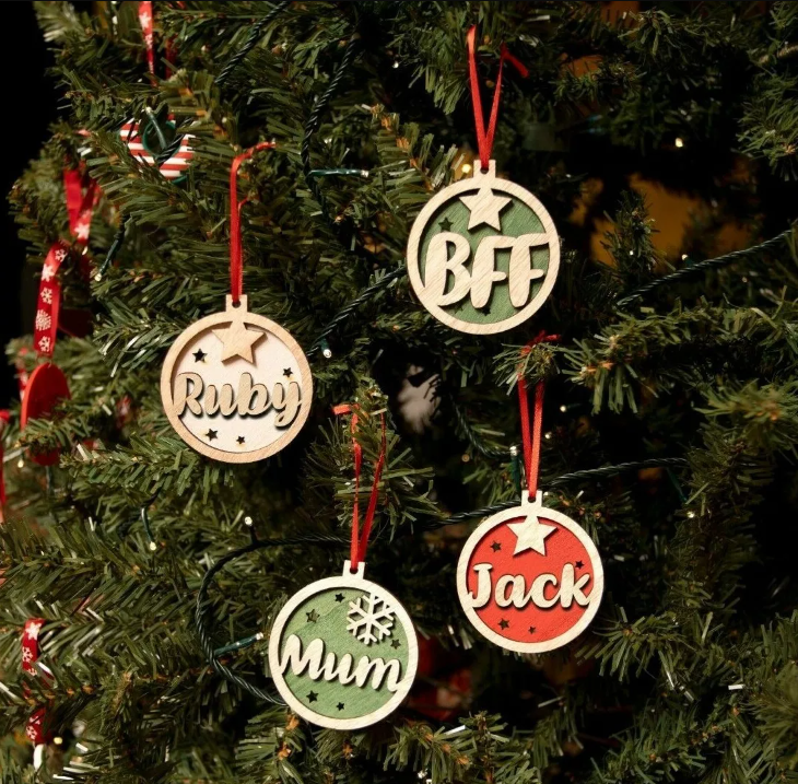 TD036 - Personalised Wooden Tree Decoration-Amelie