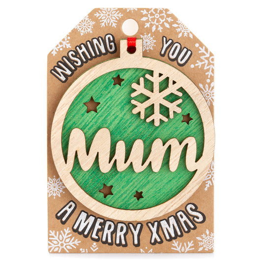 TD003 - Personalised Wooden Tree Decoration-Mum