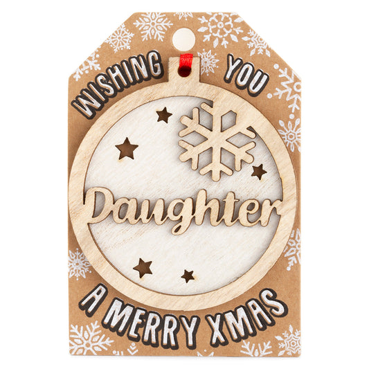 TD005 - Personalised Wooden Tree Decoration-Daughter