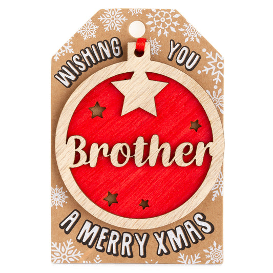 TD007 - Personalised Wooden Tree Decoration-Brother