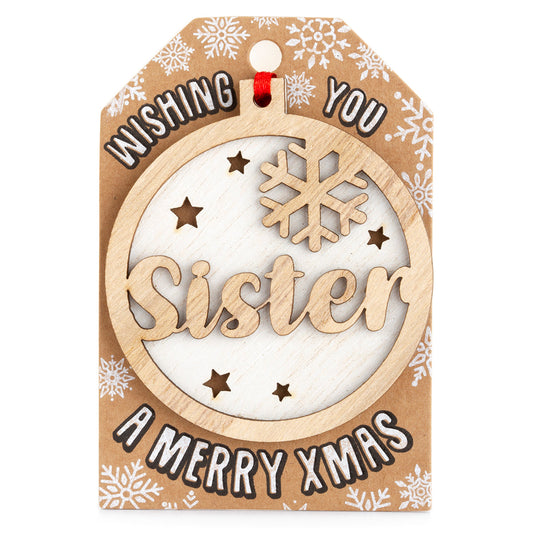 TD008 - Personalised Wooden Tree Decoration-Sister