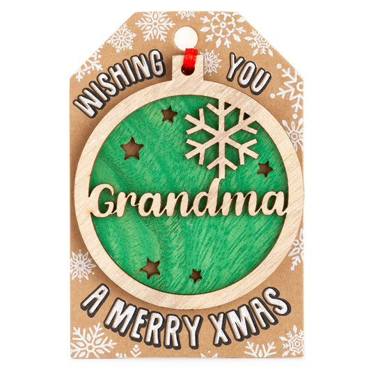 Personalised Wooden Tree Decoration-Grandma