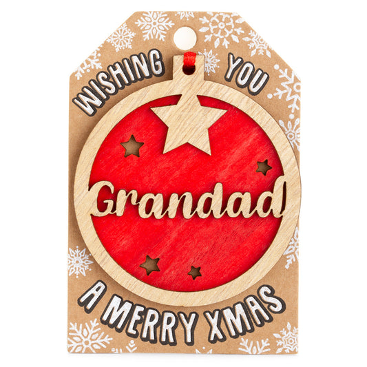 Personalised Wooden Tree Decoration-Grandad