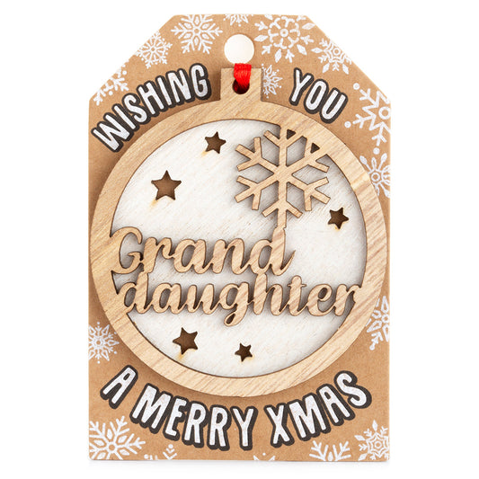 TD011 - Personalised Wooden Tree Decoration-Granddaughter