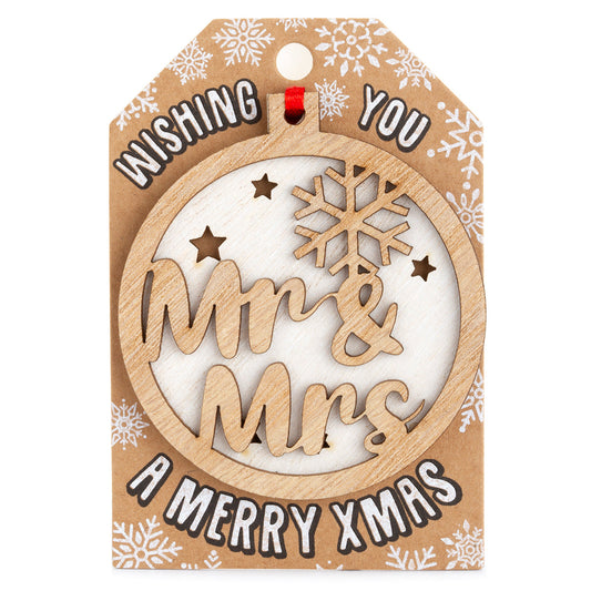 TD014 - Personalised Wooden Tree Decoration-Mr & Mrs