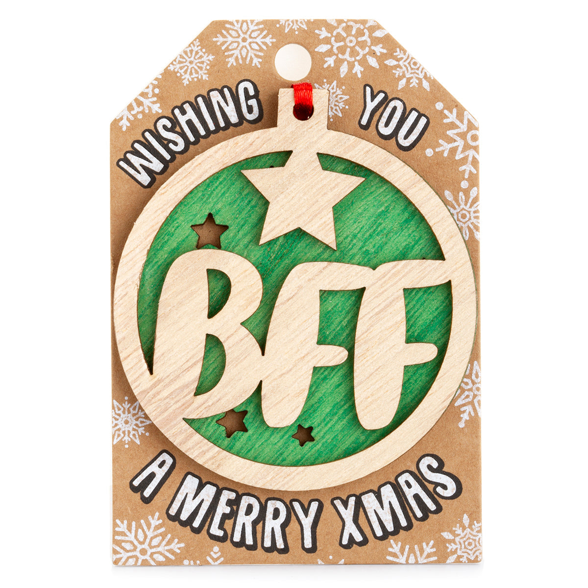 TD015 - Personalised Wooden Tree Decoration-BFF