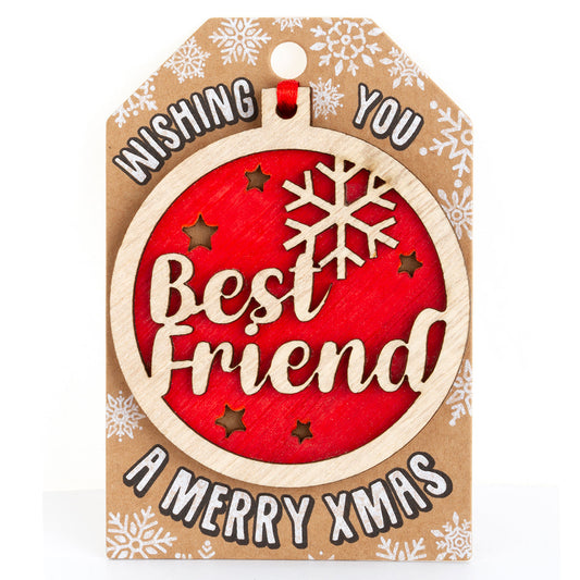 TD016 - Personalised Wooden Tree Decoration-Best Friend