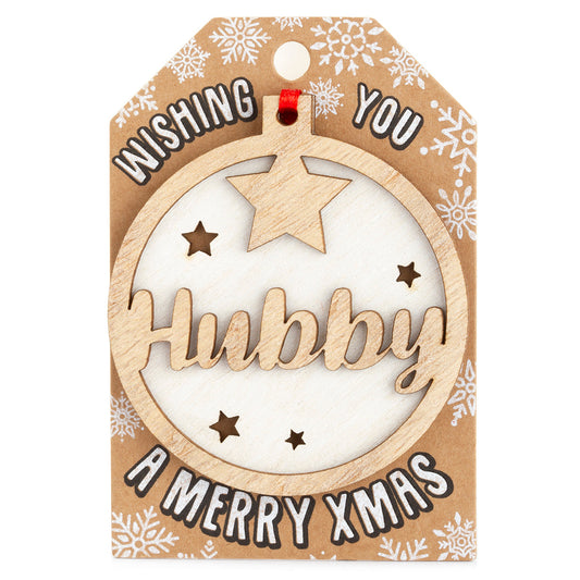 TD017 - Personalised Wooden Tree Decoration-Hubby