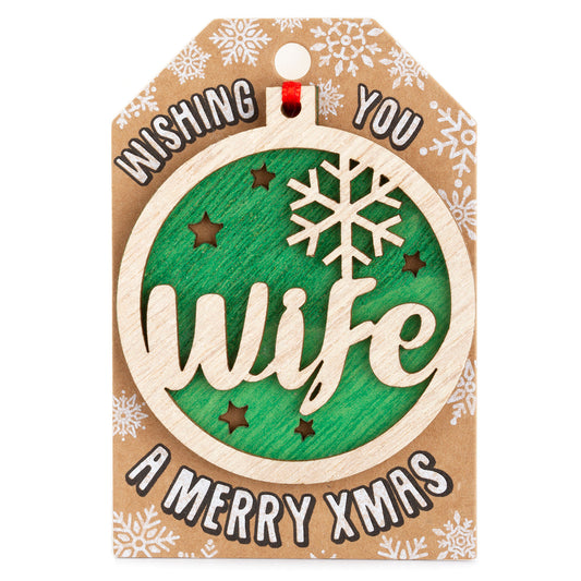 TD018 - Personalised Wooden Tree Decoration-Wife