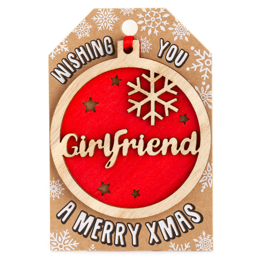 TD019 - Personalised Wooden Tree Decoration-Girlfriend