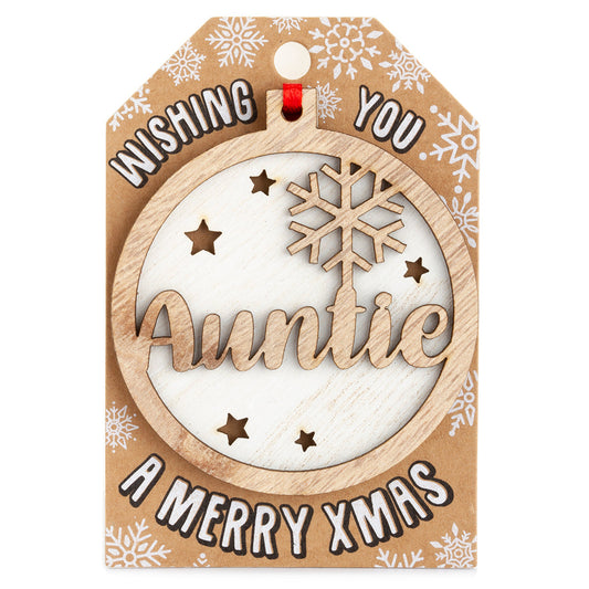 Personalised Wooden Tree Decoration-Auntie