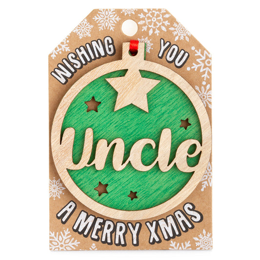 Personalised Wooden Tree Decoration-Uncle