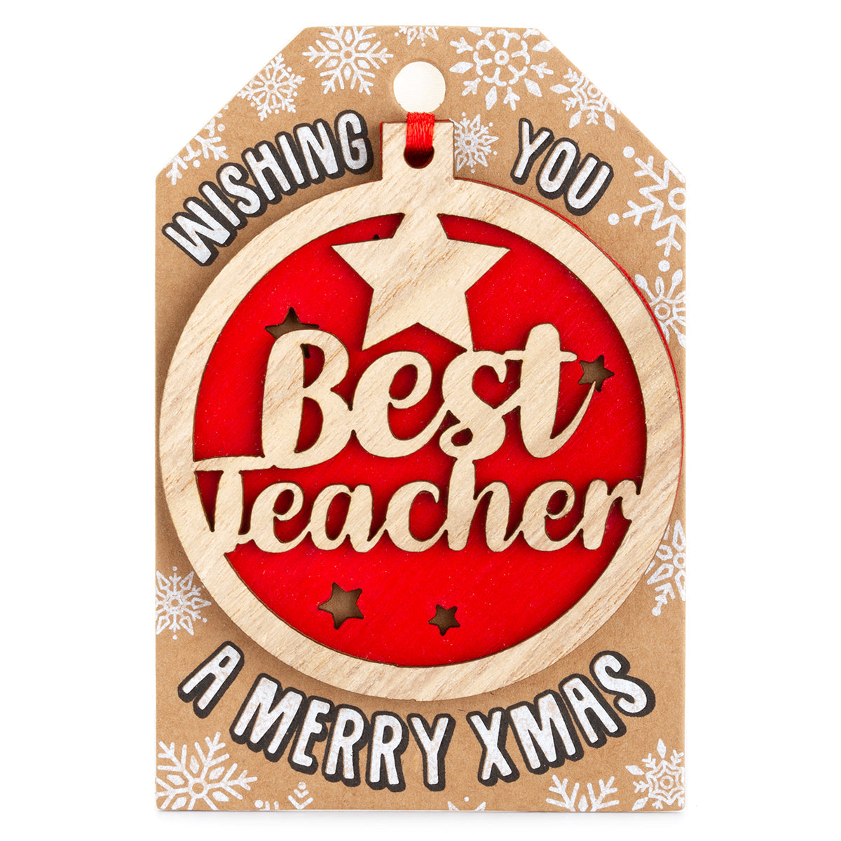TD025 - Personalised Wooden Tree Decoration-Best Teacher