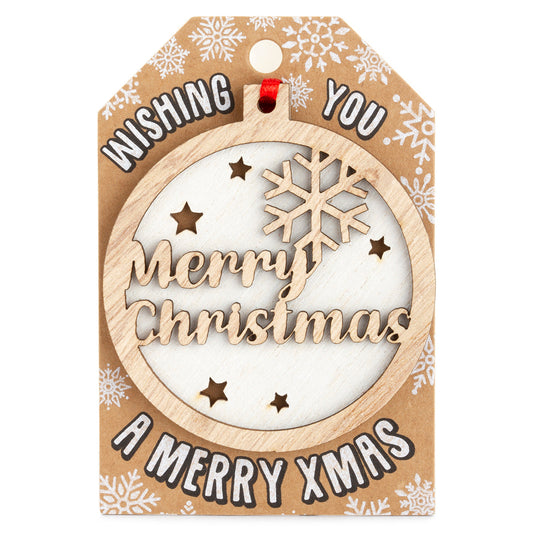 TD026 - Personalised Wooden Tree Decoration-Merry Christmas