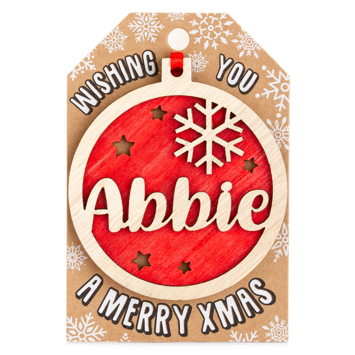 TD028 - Personalised Wooden Tree Decoration-Abbie