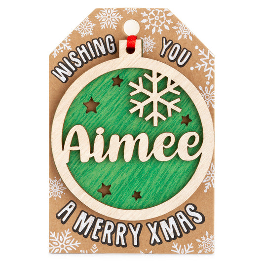 Personalised Wooden Tree Decoration-Aimee