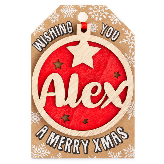 TD031 - Personalised Wooden Tree Decoration-Alex