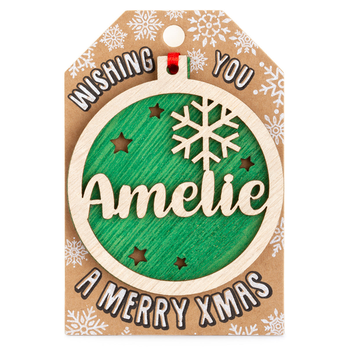 TD036 - Personalised Wooden Tree Decoration-Amelie