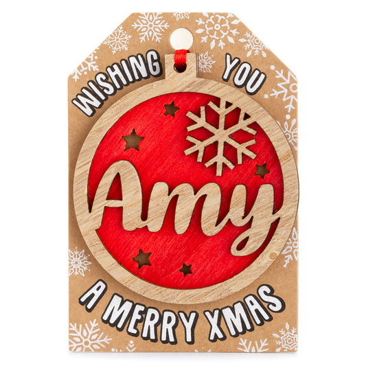 TD037 - Personalised Wooden Tree Decoration-Amy