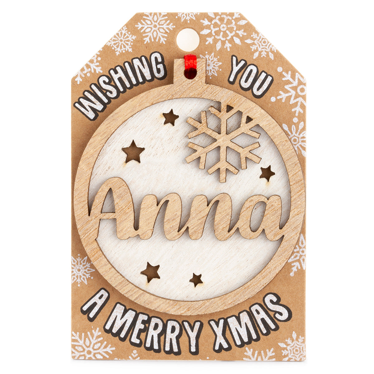 TD038 - Personalised Wooden Tree Decoration-Anna