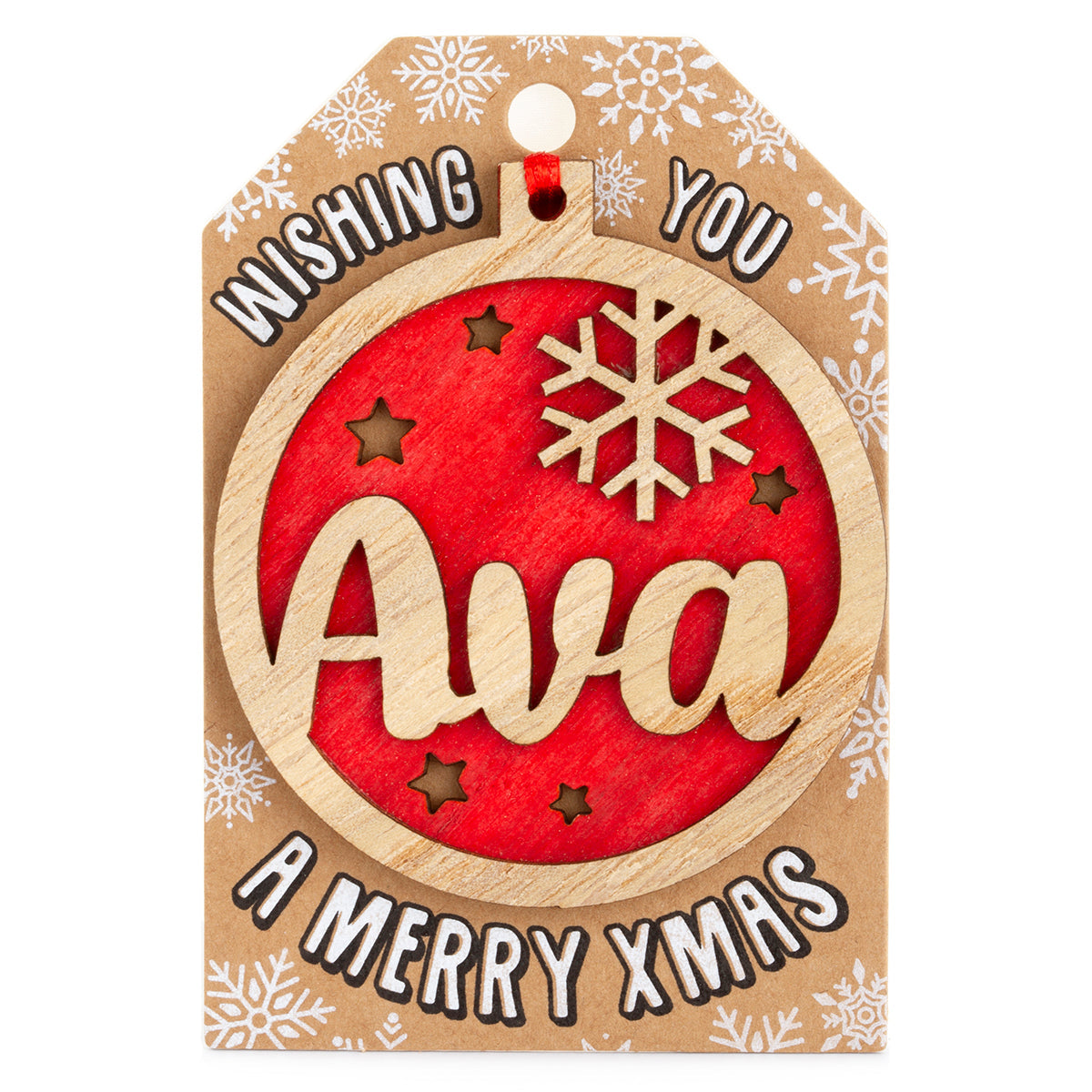 TD040 - Personalised Wooden Tree Decoration-Ava