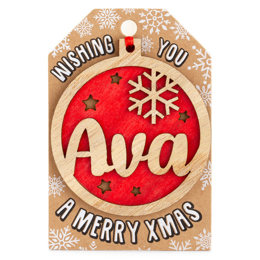 Personalised Wooden Tree Decoration-Ava