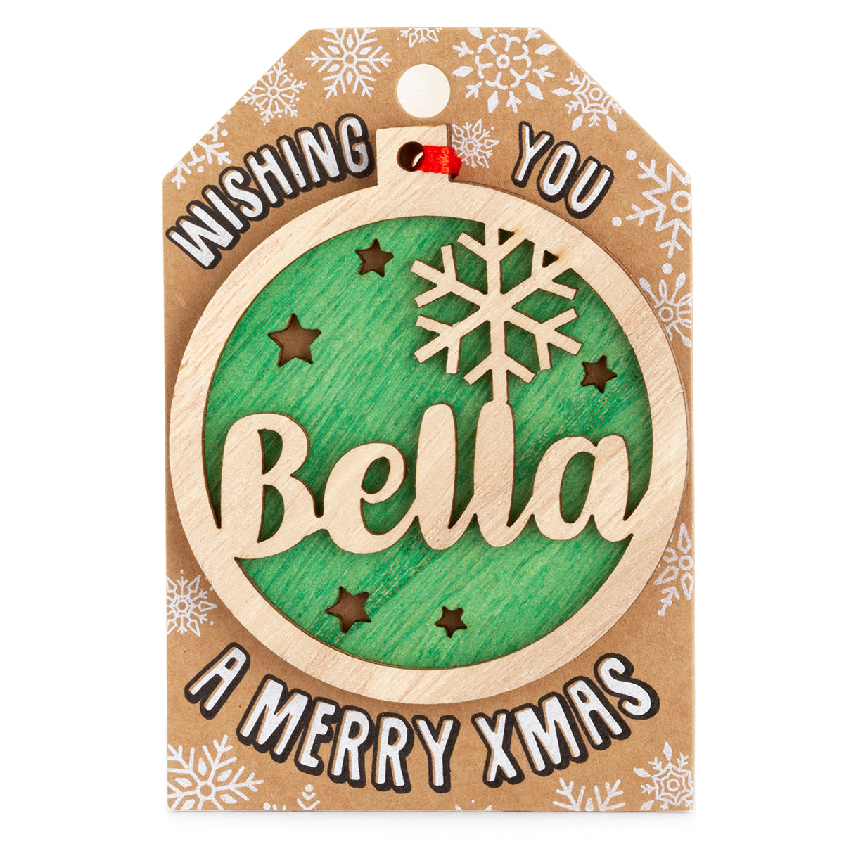 TD042 - Personalised Wooden Tree Decoration-Bella