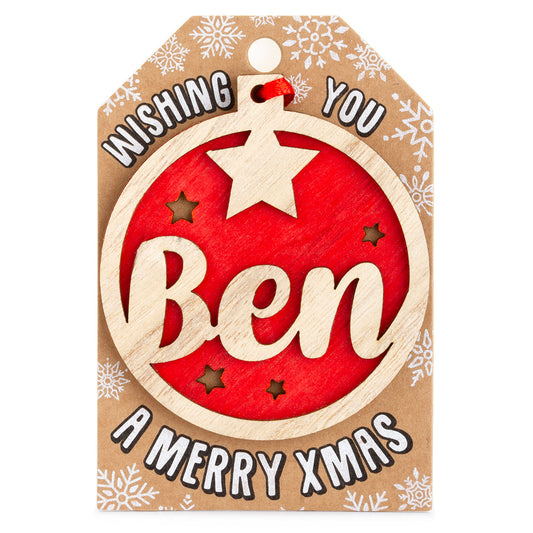 Personalised Wooden Tree Decoration-Ben
