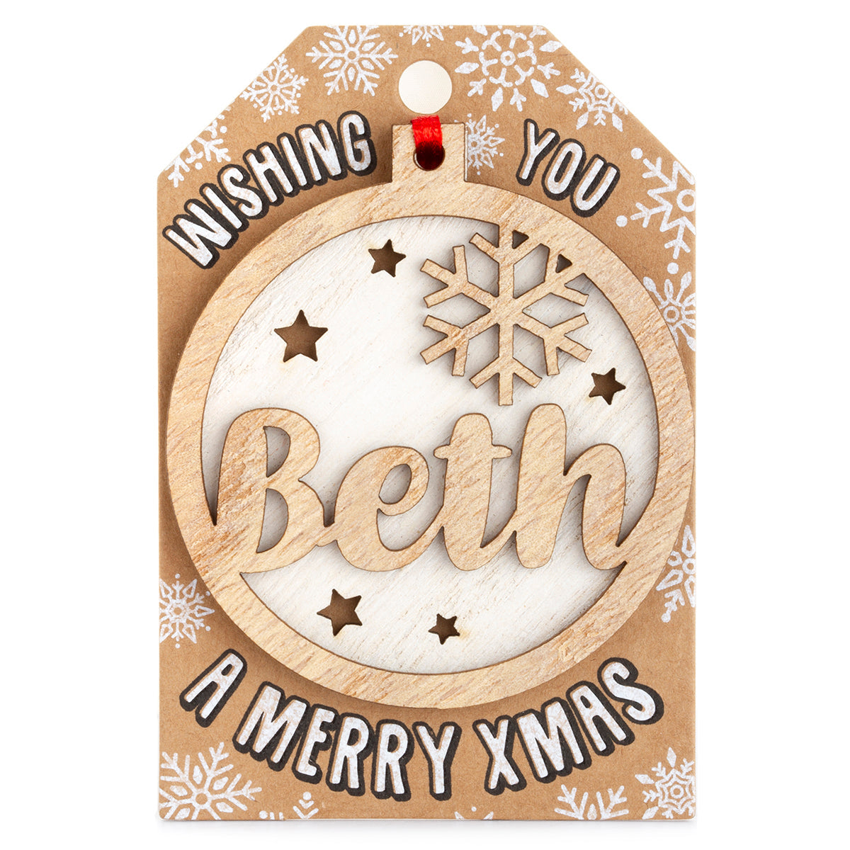 TD044 - Personalised Wooden Tree Decoration-Beth