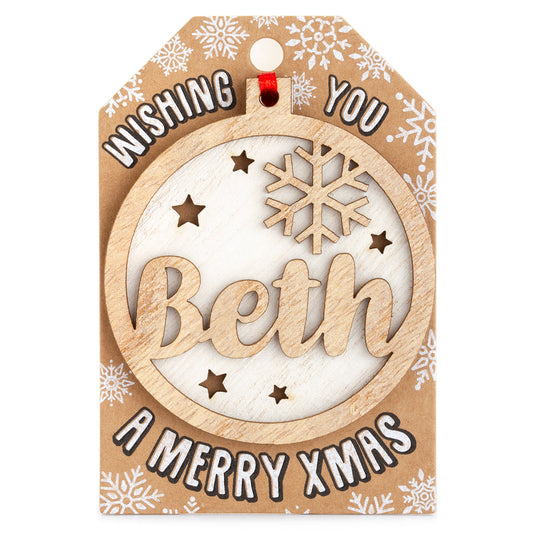 Personalised Wooden Tree Decoration-Beth
