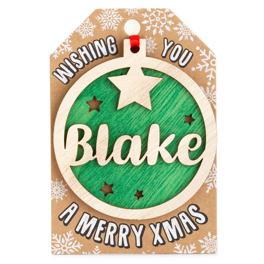 Personalised Wooden Tree Decoration-Blake