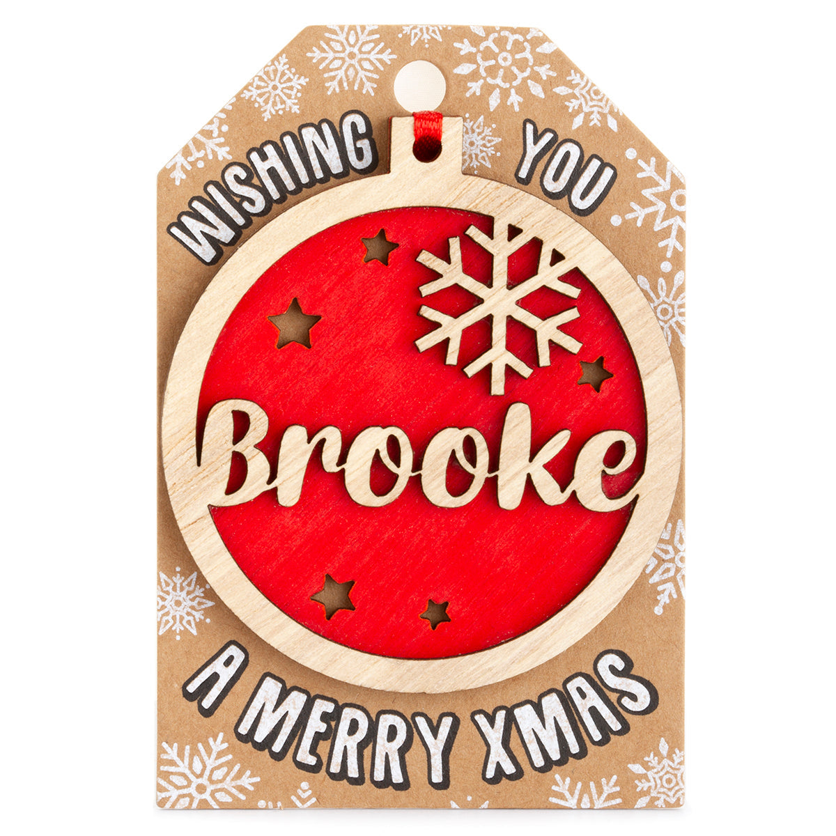 TD046 - Personalised Wooden Tree Decoration-Brooke