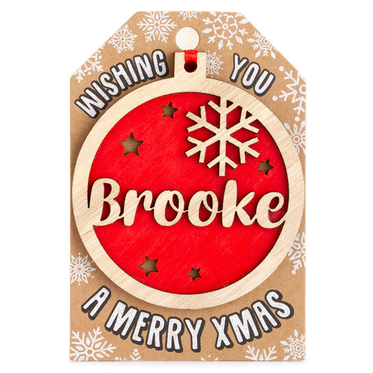 TD046 - Personalised Wooden Tree Decoration-Brooke