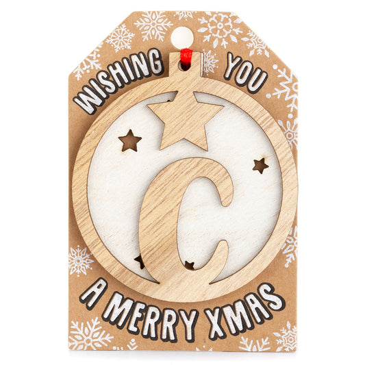 Personalised Wooden Tree Decoration-C