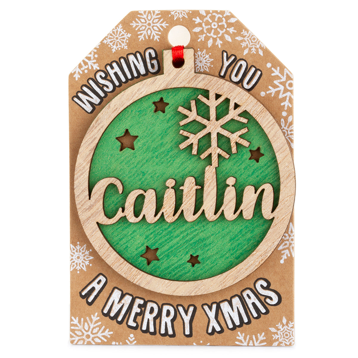 TD048 - Personalised Wooden Tree Decoration-Caitlin