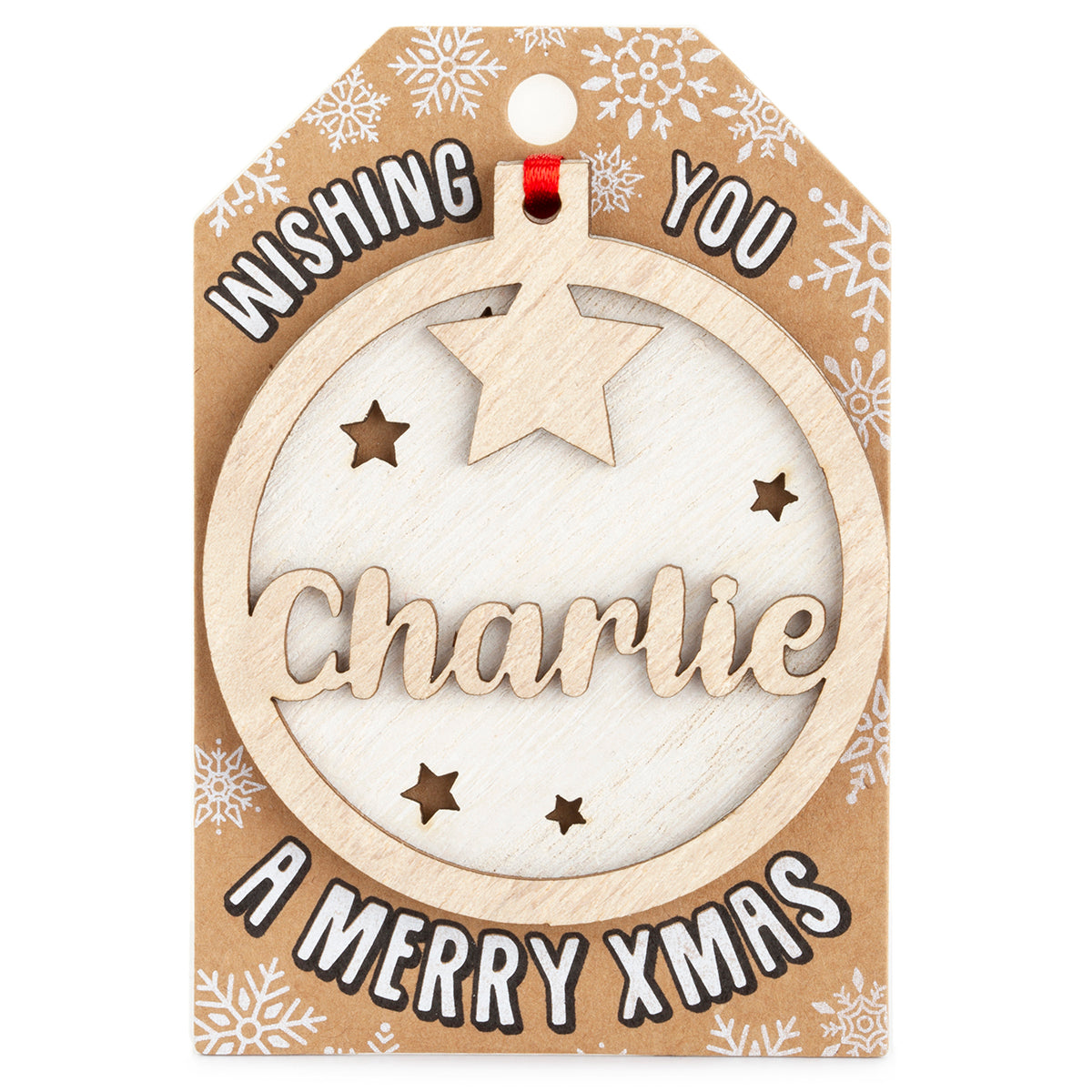 TD049 - Personalised Wooden Tree Decoration-Charlie