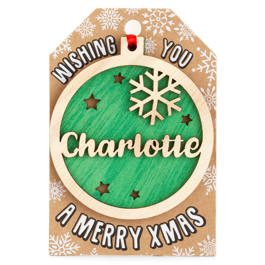 Personalised Wooden Tree Decoration-Charlotte