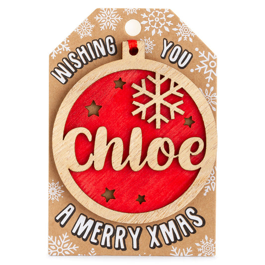 TD051 - Personalised Wooden Tree Decoration-Chloe
