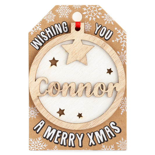 TD052 - Personalised Wooden Tree Decoration-Connor