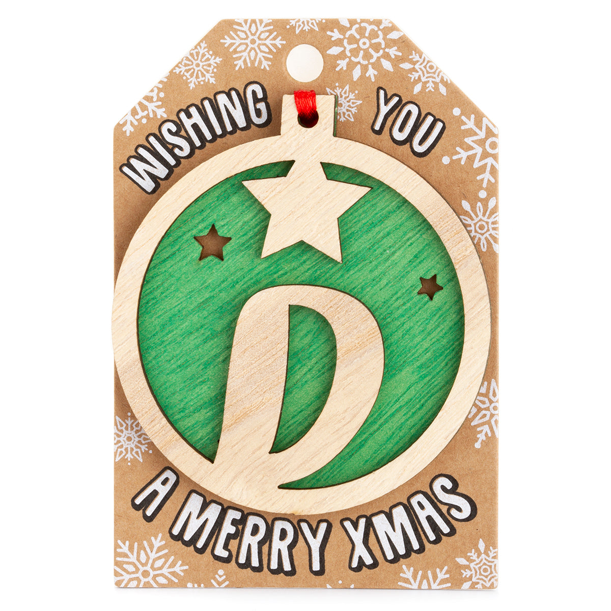 TD053 - Personalised Wooden Tree Decoration-D