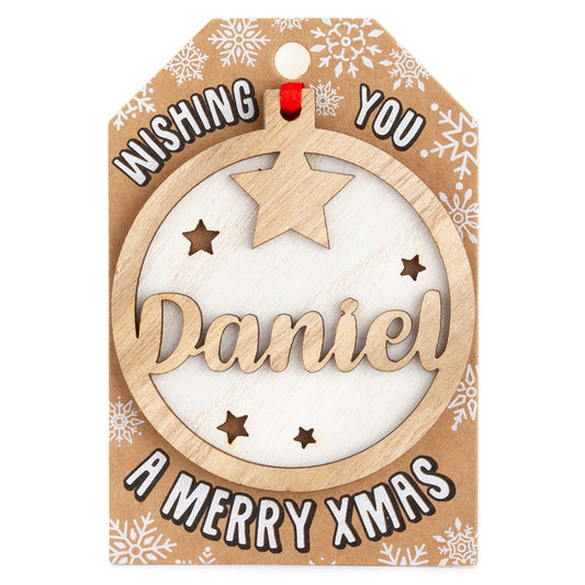 Personalised Wooden Tree Decoration-Daniel