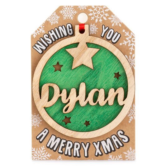 TD056 - Personalised Wooden Tree Decoration-Dylan
