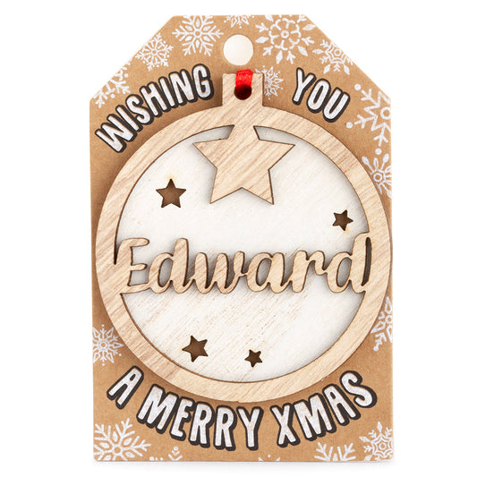 Personalised Wooden Tree Decoration-Edward