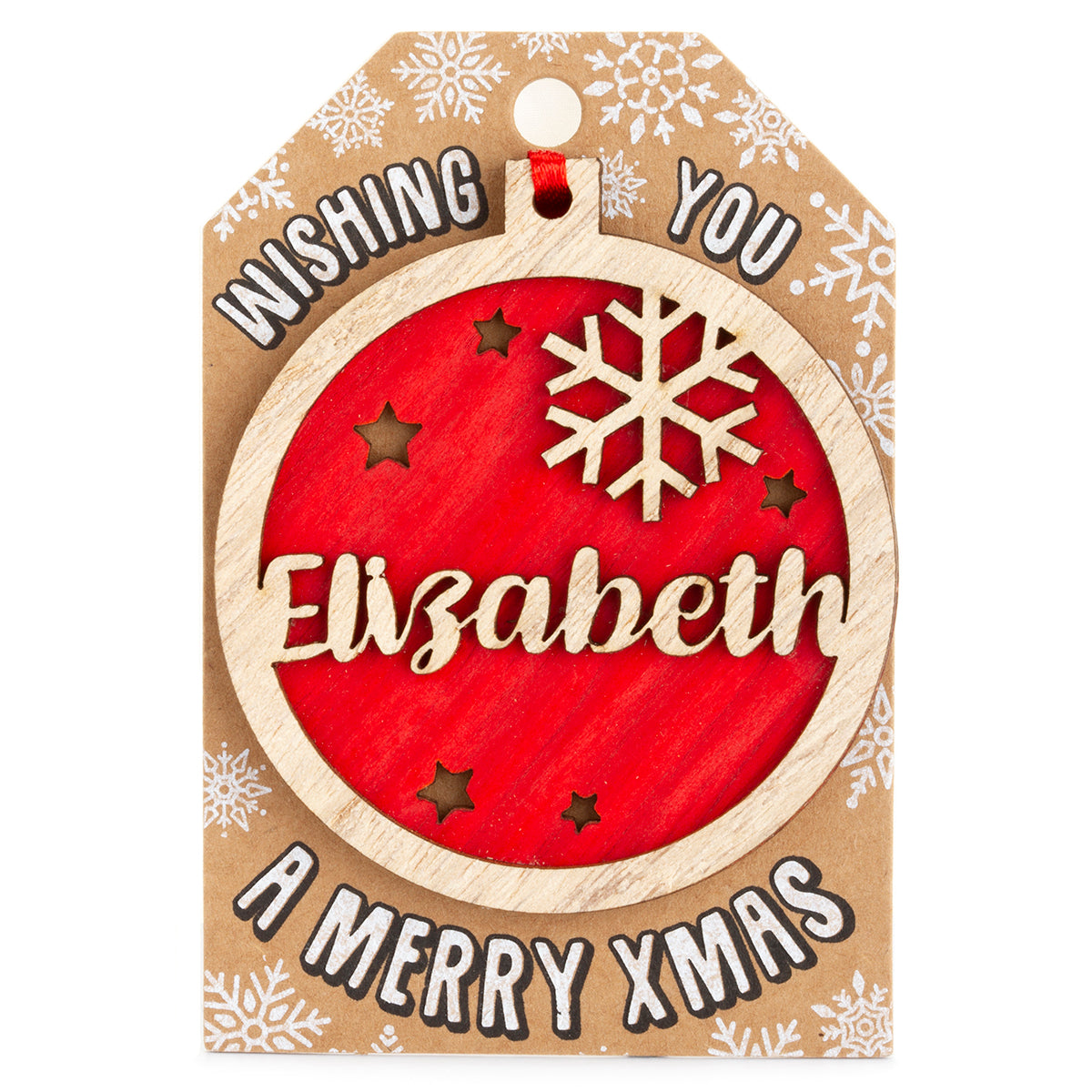 TD060 - Personalised Wooden Tree Decoration-Elizabeth